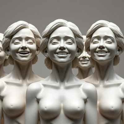 קורס פיסול: אמנות AI, דמויים משוכפלים.