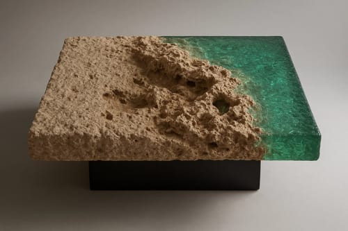 שולחן אבן כורכר ואפוקסי-הסדנה לתהליכים יצירתיים