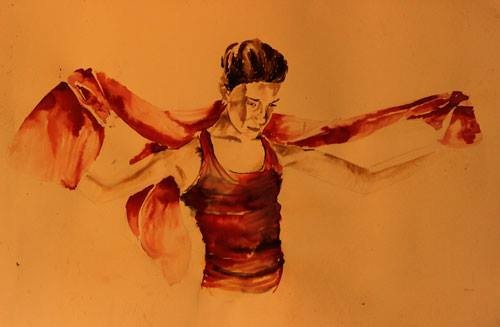 ציור בדיו וצבעי מים