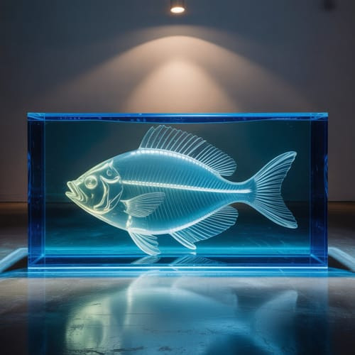 דג אפוקסי-פיסול חלל ריק ואפקט של תאורה