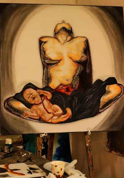 דנה, ציור בפסטלים-טכניקה מעורבת