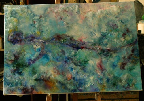 ציור בטכניקה מעורבת -צמר וצבע